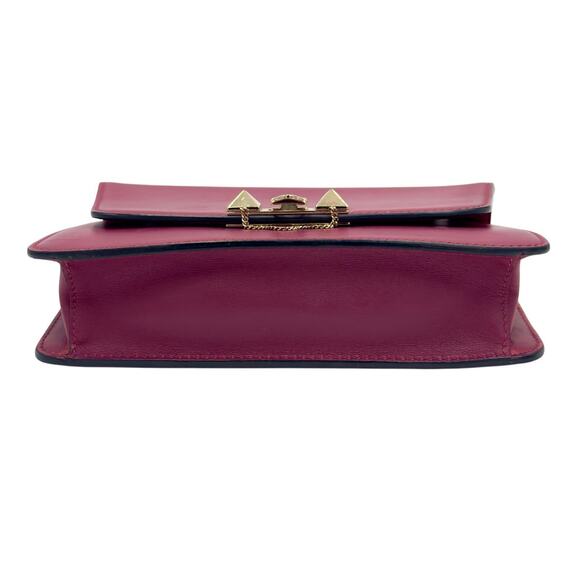 Rockstud Demilune small cross body bag In Camelia Red - Picture 9 of 16